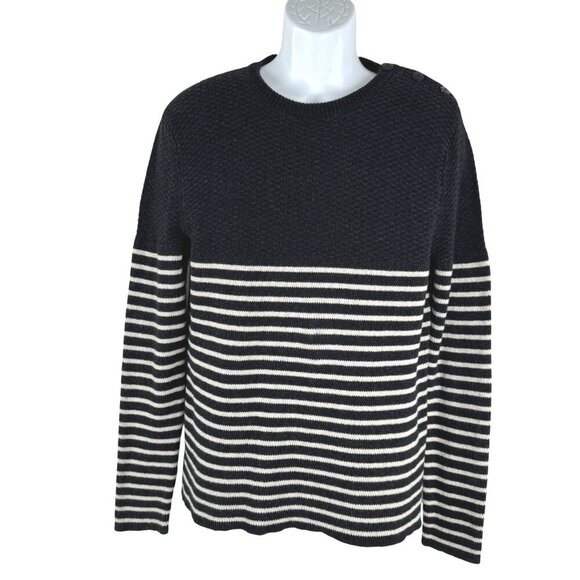 RRL Double RL Ralph Lauren Sweater Mens Medium Striped Shoulder Buttons FS-1342 - Picture 1 of 9